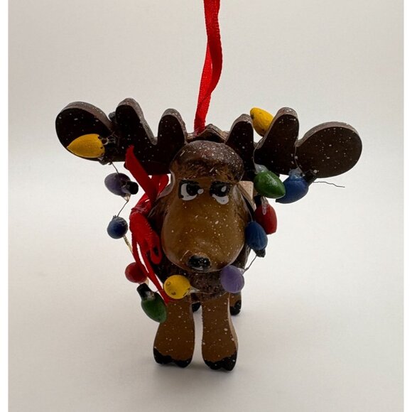 Vintage Kurt S Adler Moose Christmas Tree Ornament Tangled in Lights 1994 - Picture 8 of 8